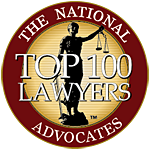 Graphic of Lady Justice with text reading: The National Advocates Top 100 Lawyers