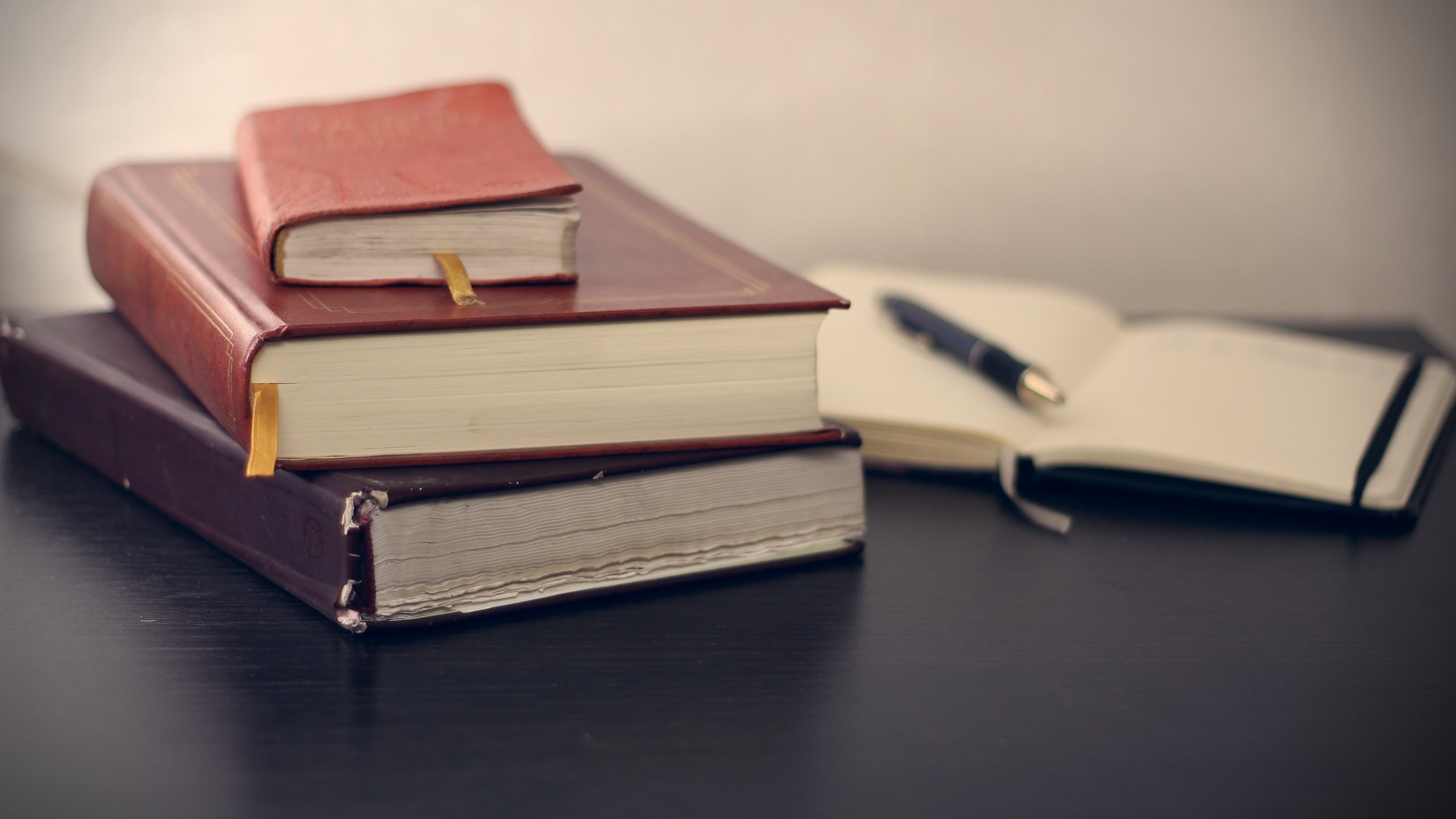 Stack of leather-bound books